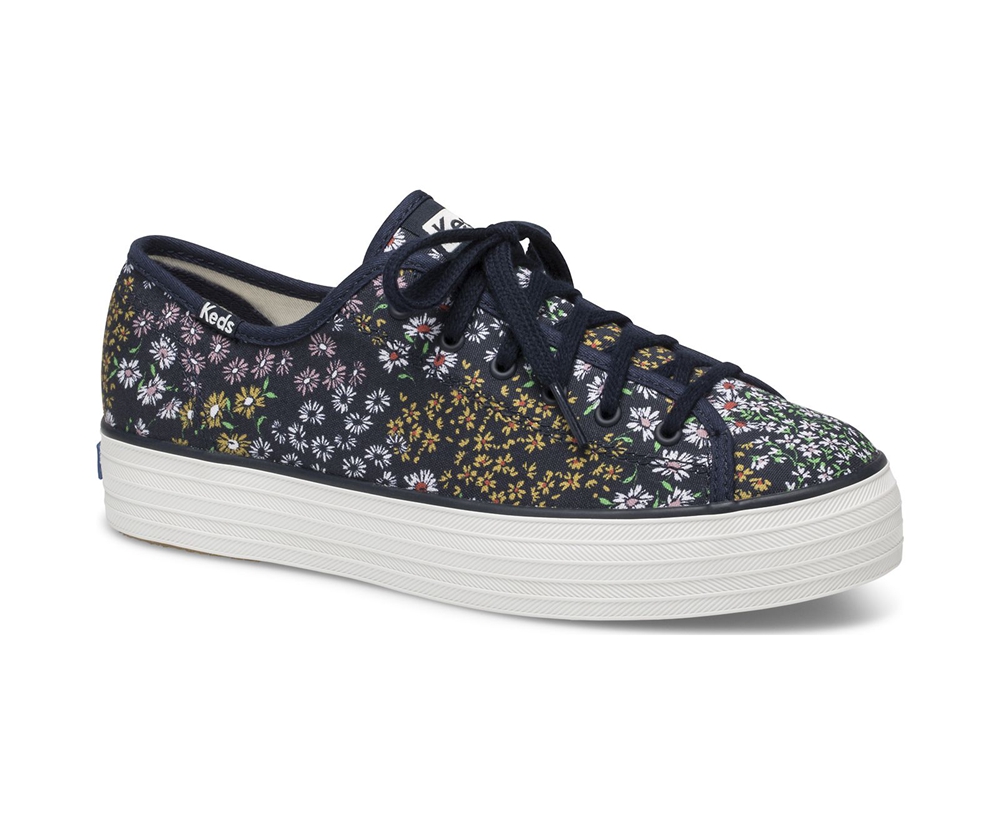 Keds Sneakers Navy - Triple Kick Floral - Womens BRPVXY-754